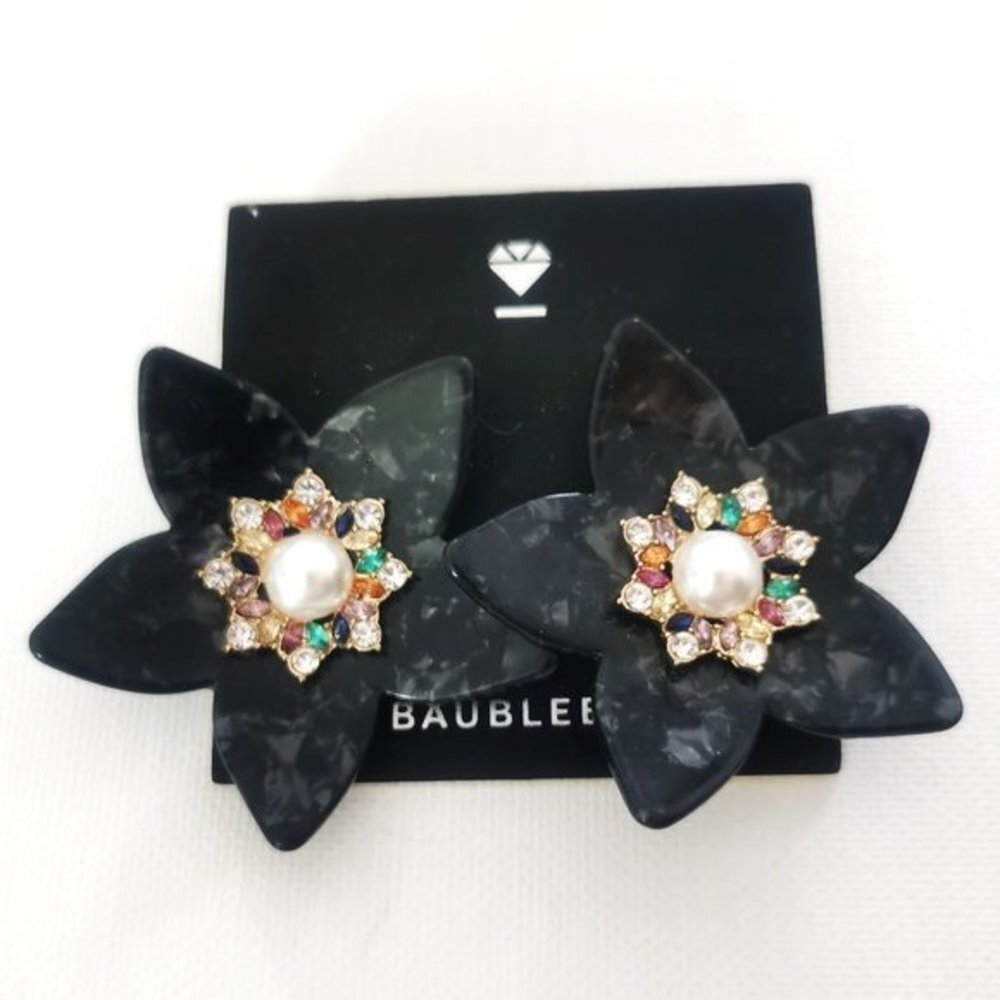 4/$25 Baublebar Amariah Flower Resin Drop Earrings Black
